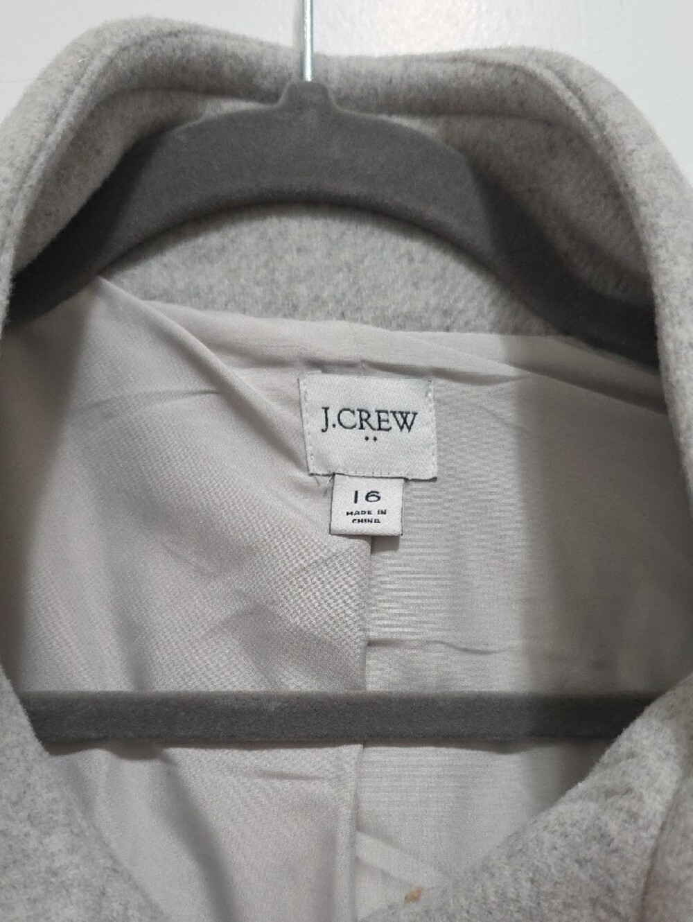 J. Crew Light Gray Wool-Blend Funnel Neck Pea Coat - Picture 3 of 7